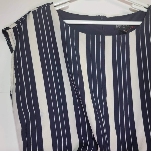 Enfocus Studio Navy Blue Striped Sleeveless Jumpsuit 14 - Picture 5 of 12